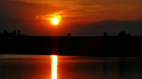 Timelapse sunset over the lake in FullHD Stock Footage 11145142