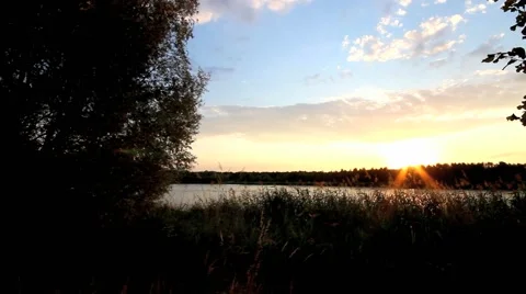 Timelapse from a sunset over the lake in summer Video stock 40625483