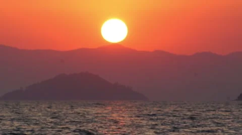Timelapse Sunset Over Mediterranean Ocean and Turkish Mountains Stock Footage 40449613