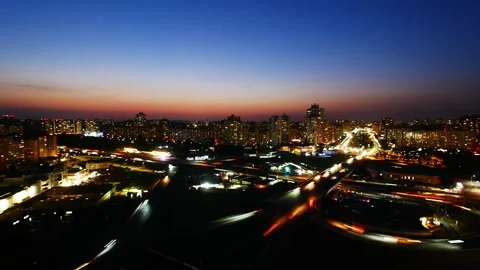 Timelapse of a Sunset Over a Metropolis Stock Footage 293212499