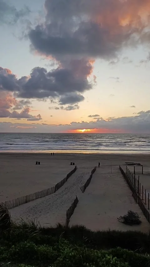 Timelapse. Sunset over the North Sea. Gray clouds are running. Stock Footage 240730284
