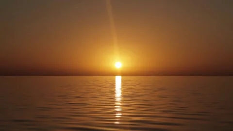 Timelapse sunset over ocean horizon, clear orange sky. Warm orange colors Stock-Footage 307205989