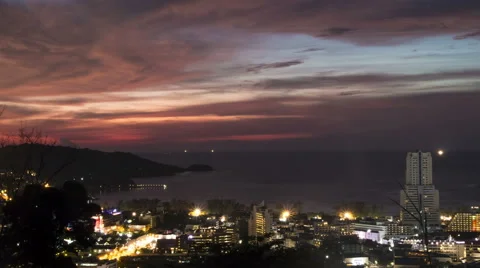 Timelapse Sunset Over Patong Bay Phuket 스톡 동영상 60010378
