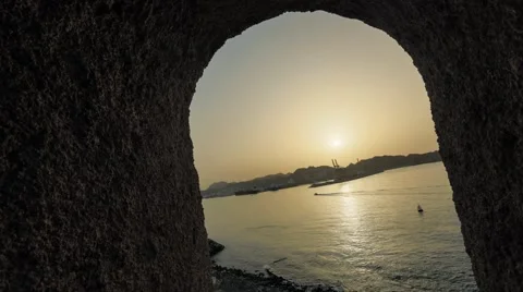 Timelapse of Sunset over Port Sultan Qaboos in Mutrah Stock Footage 44722048