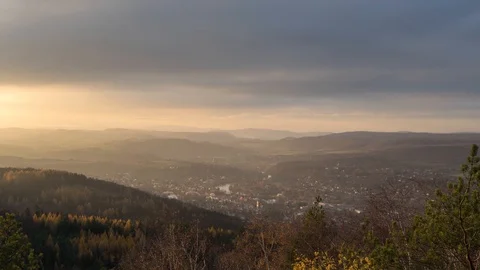 Timelapse of sunset over Revnice, Czech Republic Stock Footage 91365751