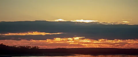Timelapse sunset over the river anamorphic Stock Footage 242870573