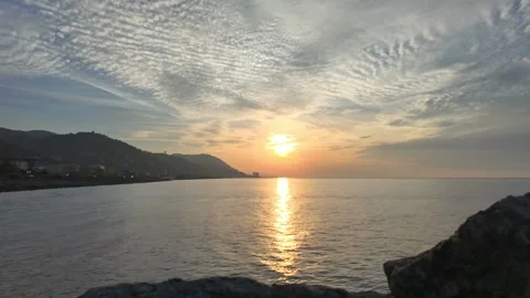 Timelapse of Sunset Over Rize and the Black Sea from Çayeli, Turkey Stock Footage 288909289