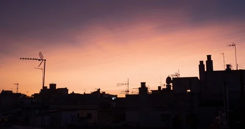 Timelapse Sunset over Rooftops Stock Footage 115126481