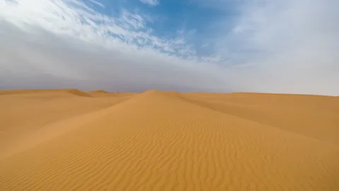 Timelapse of sunset over the sand dunes in the desert. Sahara desert Stock Footage 169280388