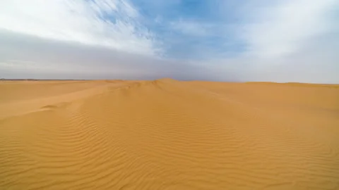 Timelapse of sunset over the sand dunes in the desert. Sahara desert Stock Footage 169285252