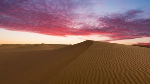 Timelapse of sunset over the sand dunes in the desert. Sahara desert Video stock 264756568