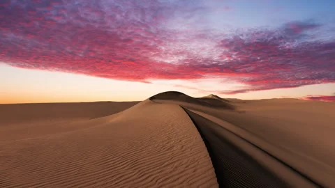 Timelapse of sunset over the sand dunes in the desert. Sahara desert Stock Footage 264766355
