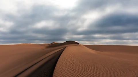 Timelapse of sunset over the sand dunes in the desert. Sahara desert Stock Footage 264836107