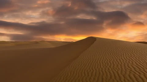 Timelapse of sunset over the sand dunes in the desert. Rub' al Khali desert Stock Footage 265897929