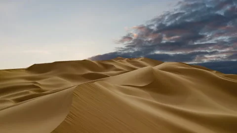Timelapse of sunset over the sand dunes in the desert. Rub' al Khali desert Stock Footage 267663767