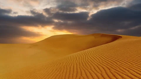Timelapse of sunset over the sand dunes in the desert. Sahara desert Stock Footage 267669632