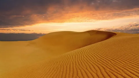 Timelapse of sunset over the sand dunes in the desert. Sahara desert Stock Footage 277865594