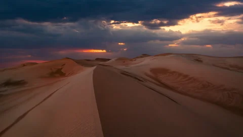 Timelapse of sunset over the sand dunes in the desert. Gobi desert Stock Footage 278019270