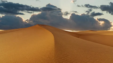 Timelapse of sunset over the sand dunes in the desert. Sahara desert Stock Footage 278046087