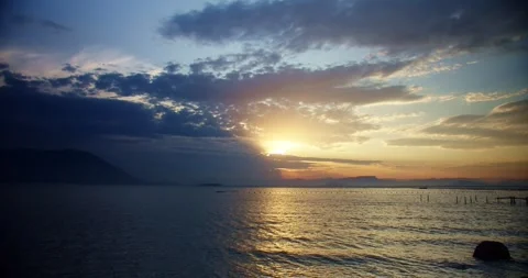 Timelapse sunset over the sea Stock Footage 246886444