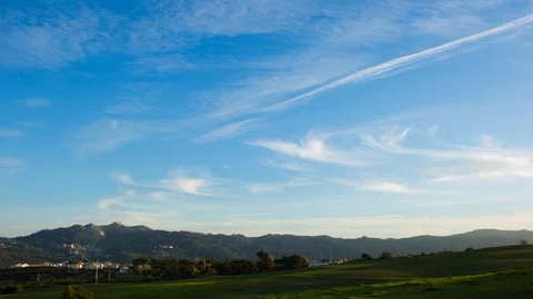Timelapse of a Sunset over Sintra Mountains Stock Footage