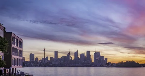 Timelapse of a sunset over Sydney CBD, Australia Stock Footage 156879964