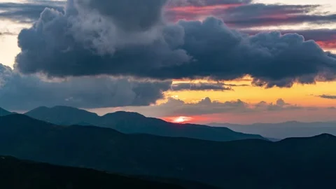Timelapse of Sunset Over Tatra Mountains with Clouds in Poland And Slovakia Stock Footage 280441829