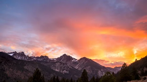 Timelapse of Sunset over Twin Lakes and Sawtooth Ridge near Bridgeport, CA Stock Footage 128969728