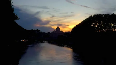 Timelapse Sunset over the Vatican and River Tiber Rome Stock Footage 213919094