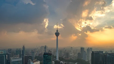 Timelapse of a Sunset overlooking KL Tower in Kuala Lumpur Stock Footage 105155446