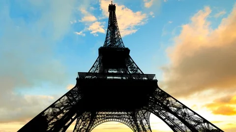 Timelapse of sunset Paris sky Stock Footage 99255347
