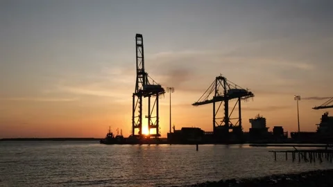 Timelapse sunset in Port Klang Stock Footage 194843506