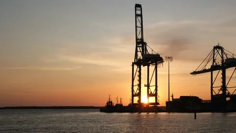 Timelapse sunset in Port Klang Stock Footage 194843507
