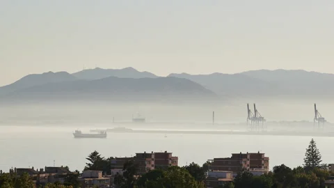 Timelapse at sunset in the port of Malaga Video stock 206399206