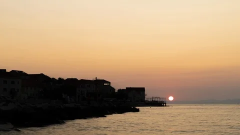 Timelapse of sunset reflection at the water, Croatia. Stock Footage 114837584