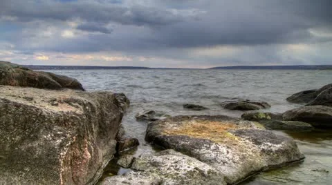 Timelapse sunset on river. Stock Footage 10877030