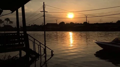 Timelapse Sunset river Video stock 81919020