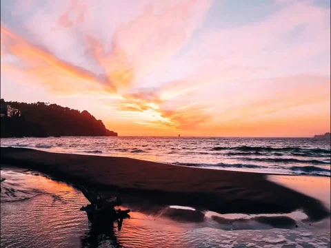 Timelapse of sunset at San Francisco, CA beach Video stock 129409176