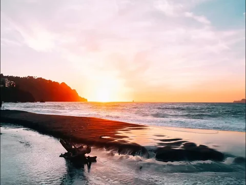 Timelapse of sunset at San Francisco, CA beach Video stock 129409185
