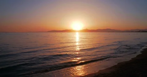 Timelapse Sunset at sea - beach of El Arenal, Mallorca, Spain Stock Footage 86160470