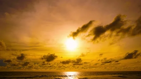Timelapse sunset sea cloud color red orange sky background Phuket Thailand Stock Footage 153379012