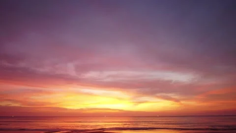 Timelapse sunset sea cloud color red orange sky background Phuket Thailand Stock Footage 153380950