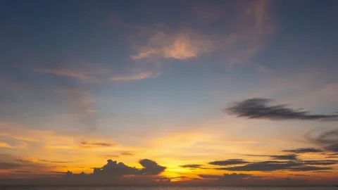 Timelapse sunset sea cloud color red orange ,blue sky background Phuket Thailand Stock Footage 153382608