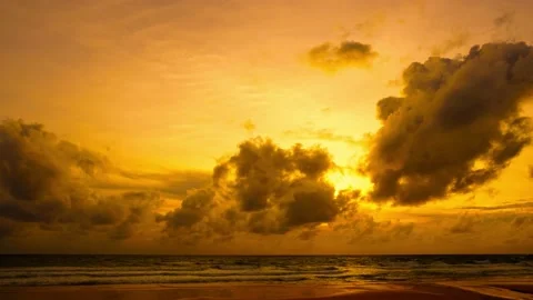 Timelapse sunset sea cloud warping red orange sky background Phuket Thailand Stock Footage 153379051