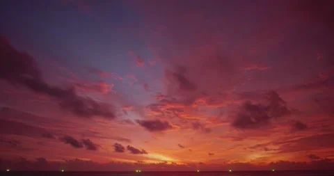 Timelapse sunset sea cloud warping red orange sky background Phuket Thailand Video stock 153380924