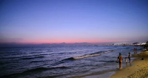 Timelapse Sunset at sea in the evening - beach of El Arenal, Mallorca, Spain Stock Footage 86178523