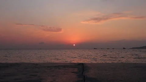 Timelapse sunset sea horizontal view footage,golden hour relaxing nature video Stock Footage 164293136