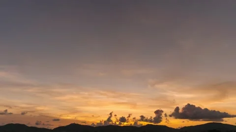 Timelapse sunset sea mountain cloud red orange sky background Phuket Thailand Video stock 153382659