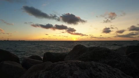 Timelapse of a sunset on the seashore Stock Footage 155034513