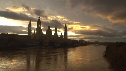 Timelapse at sunset from the stone bridge next to the Basilica Stock Footage 167454475